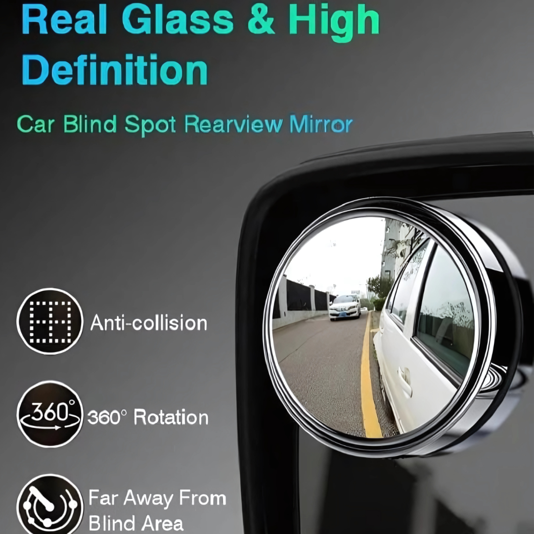 2 Pcs Car Round Mirror Original Glass Rear View Blind Spot Side Mirror Wide-angle 360 Lens