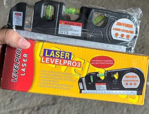 4-in-1 Fixit Laser Level Measuring Tool – With 8ft Tape, Triple Bubble Level