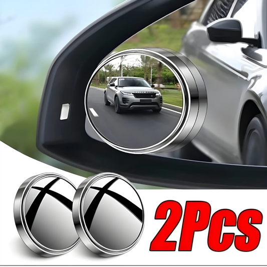 2 Pcs Car Round Mirror Original Glass Rear View Blind Spot Side Mirror Wide-angle 360 Lens