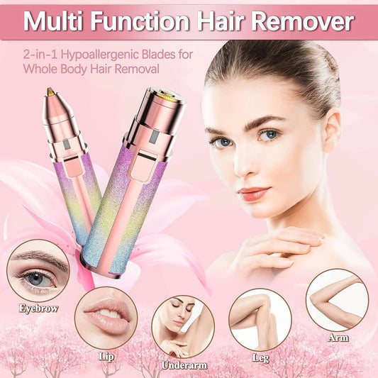 Rechargeable 2 in 1 Electric Eyebrow Trimmer and Facial Hair Shaver for Women